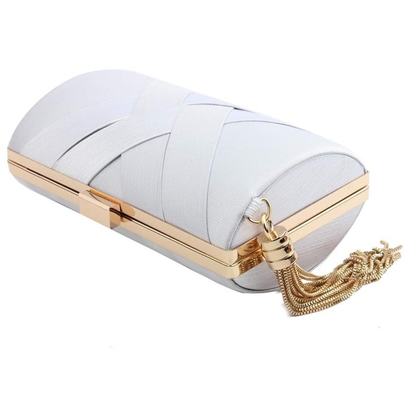 White Tassel Evening Clutch - Picture 2 of 6